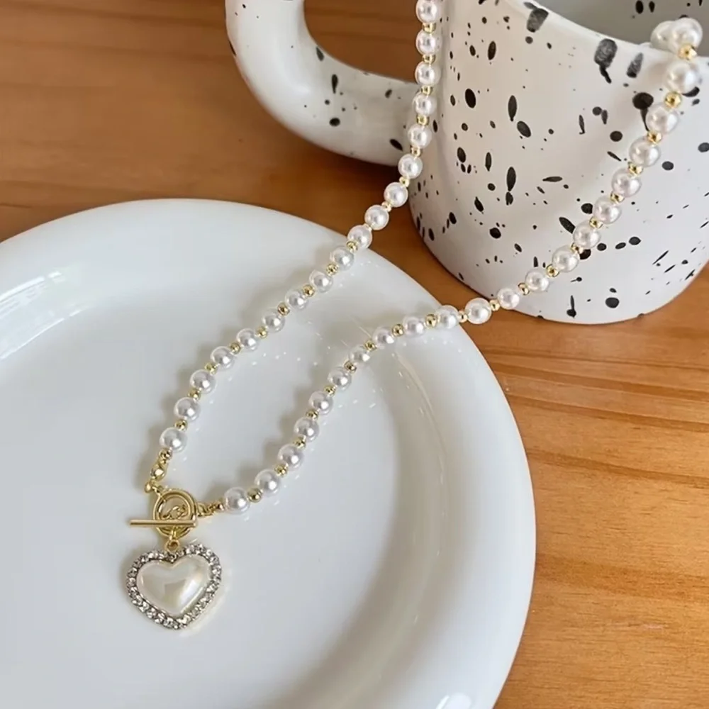 NEW Elegant Pearl Heart Necklace. Trendy Romantic Necklace. Holiday Gift 💝 - Picture 8 of 8